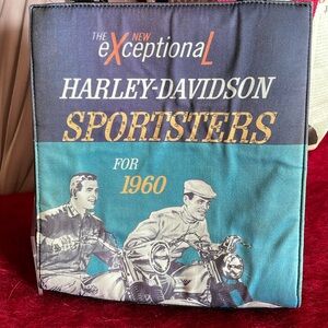 VINTAGE HARLEY-DAVIDSON WITH HANDLES TOTE BAG WITH RHINESTONES ZIP TOP